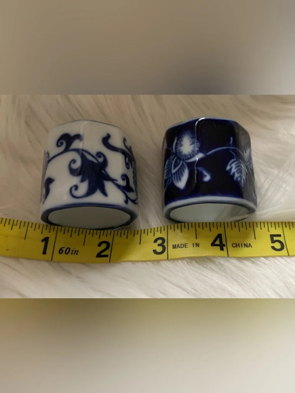 PIER 1  VINTAGE Mandarin Blue porcelain set of (4) napkin holders NIB NWT